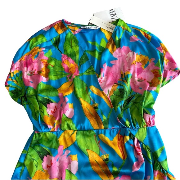 ZARA NWT Floral Sarin Dress Size Misses Large - Picture 4 of 6
